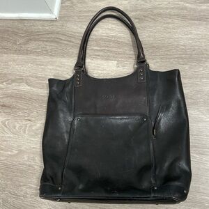 Solo Black Leather Tote Bag